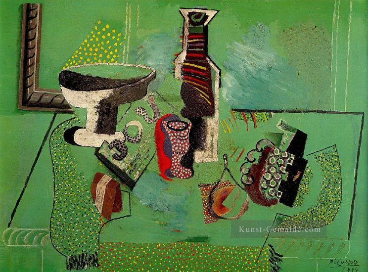 Compotier verre bouteille Früchte Stillleben verte 1914 kubist Pablo Picasso Ölgemälde